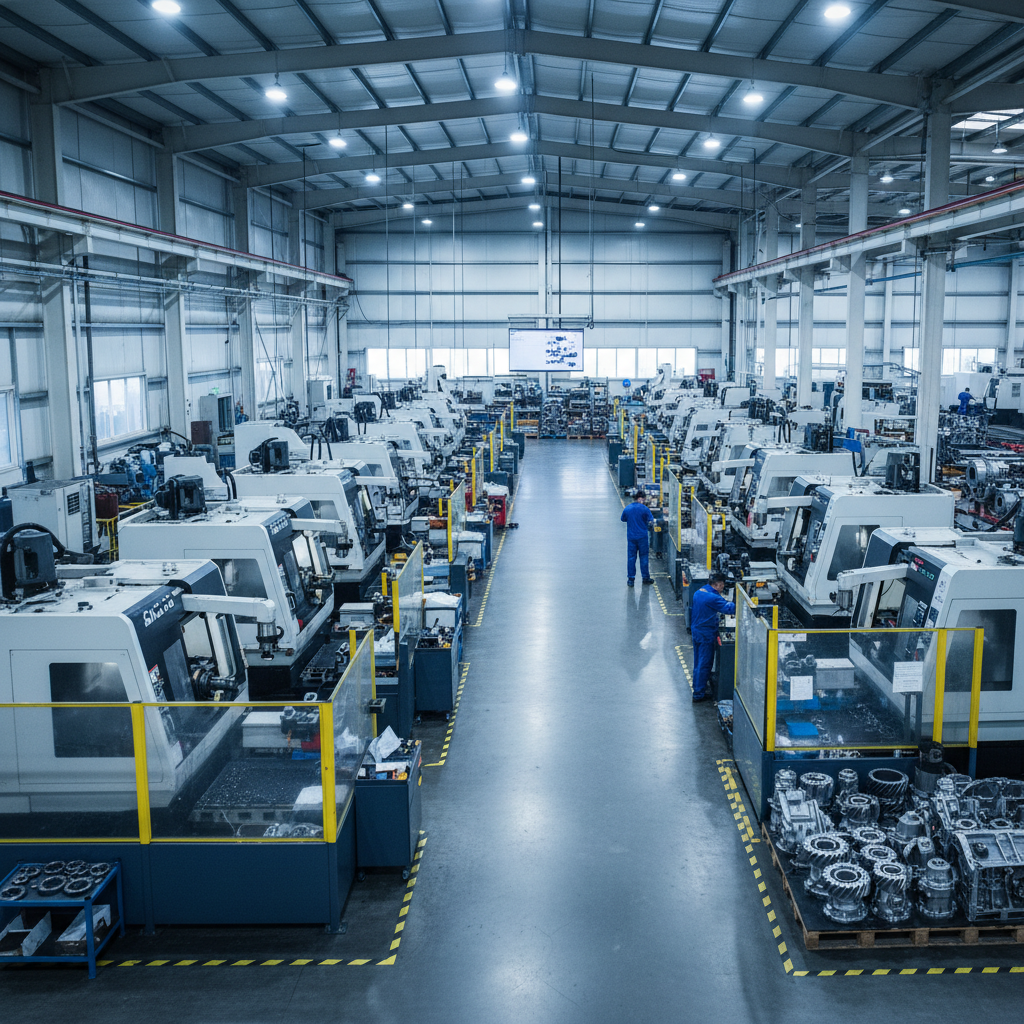 Automotive parts manufacturing facility with precision machining equipment running at reduced capacity