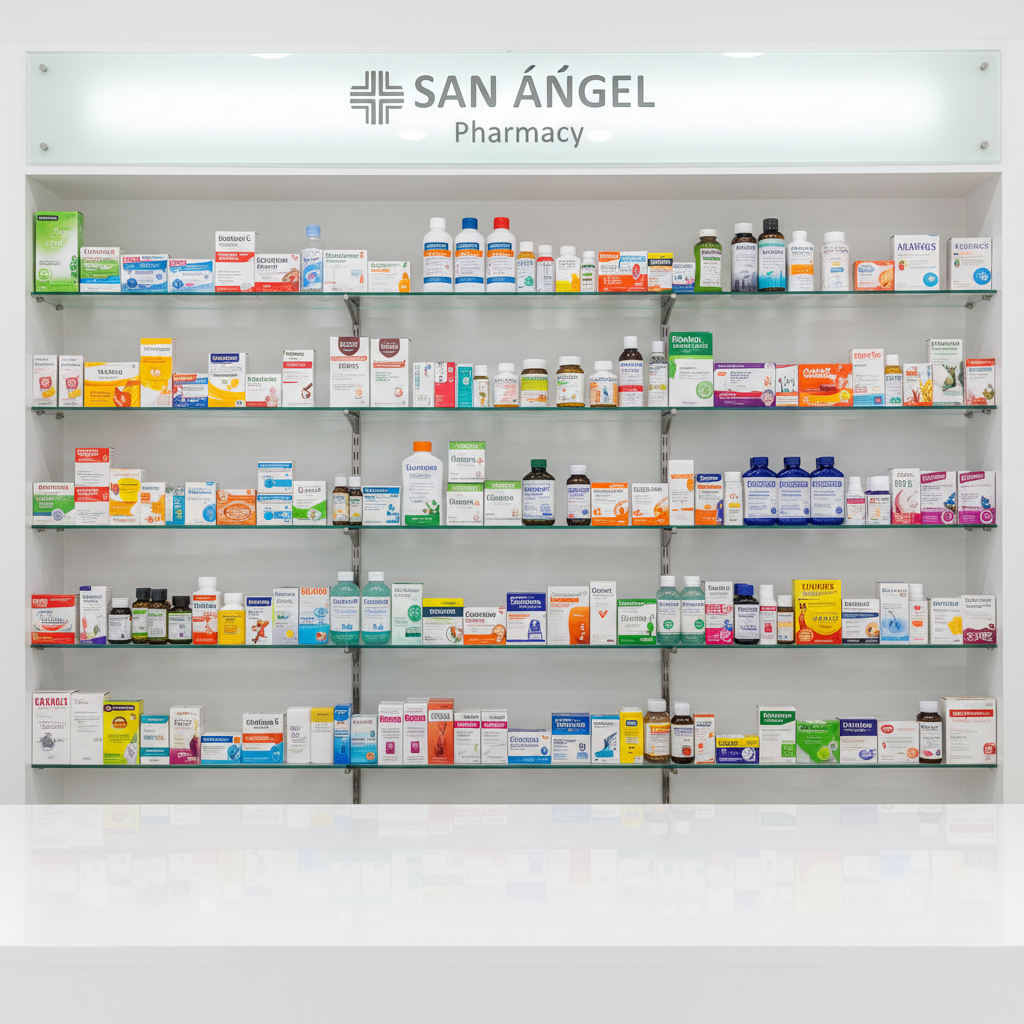 Local pharmacy shelves stocked with medicines and health products in a Filipino neighborhood drugstore