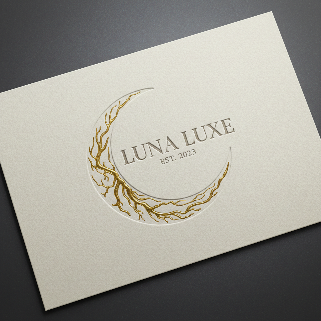 Crescent Nocturne Eid greeting card — Blind-embossed crescent, 24k gold leaf