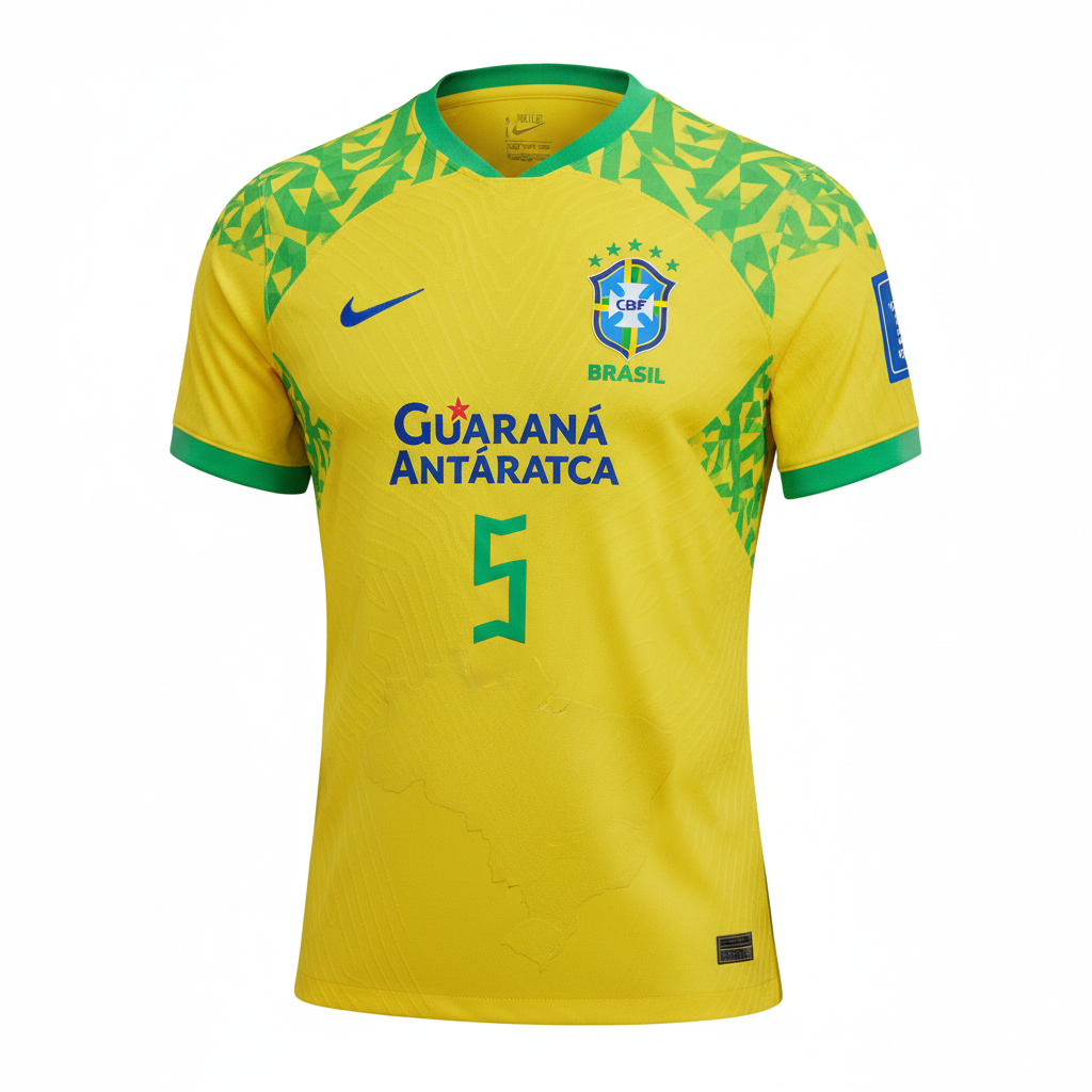 Yellow and green Brazil national team football jersey product photo, Selecao home kit, vibrant sportswear