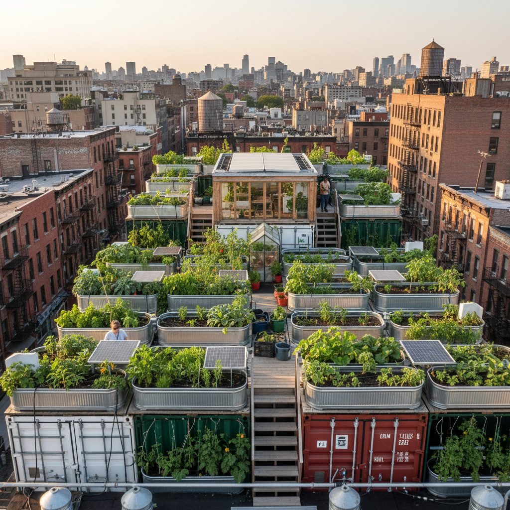 Alpine Rooftop Raised Bed on sunlit terrace with city skyline