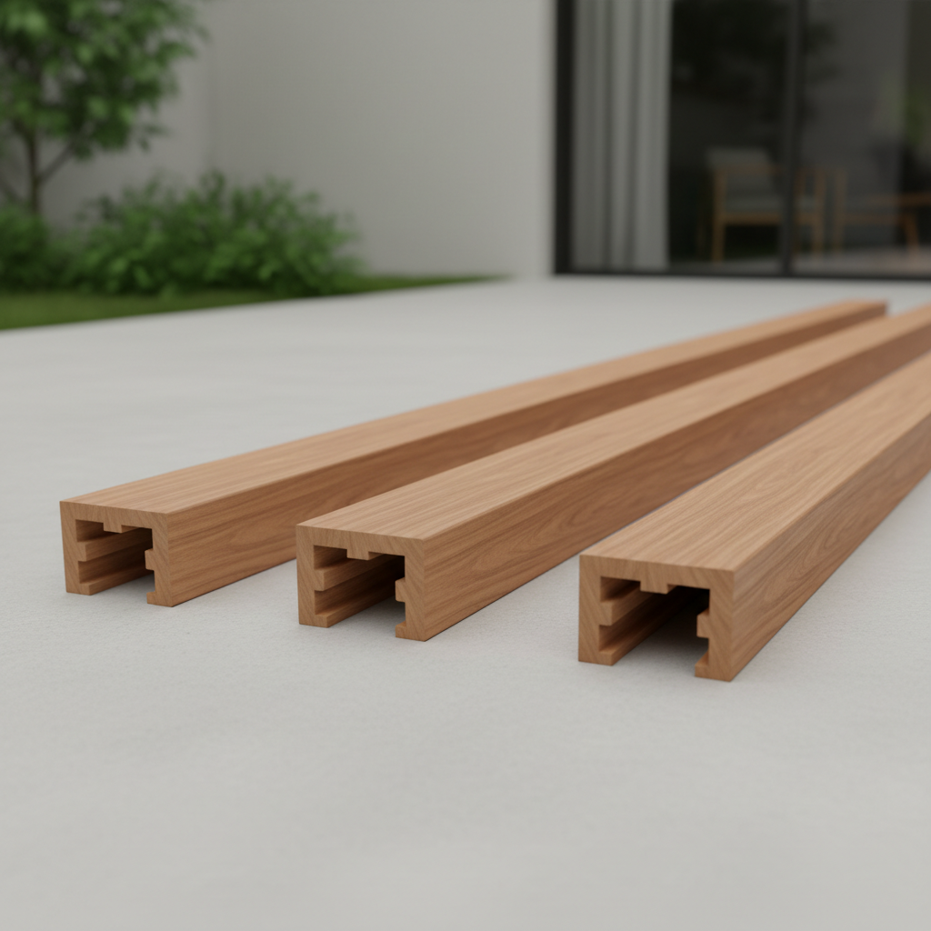 WPC composite timber beams used for pergola and terrace construction