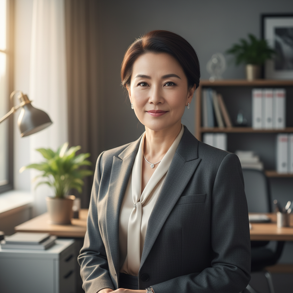 Margaret Holloway, professional woman in her 50s with warm expression