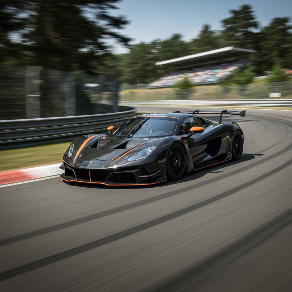 VX-R Evo on Nurburgring hairpin corner at speed
