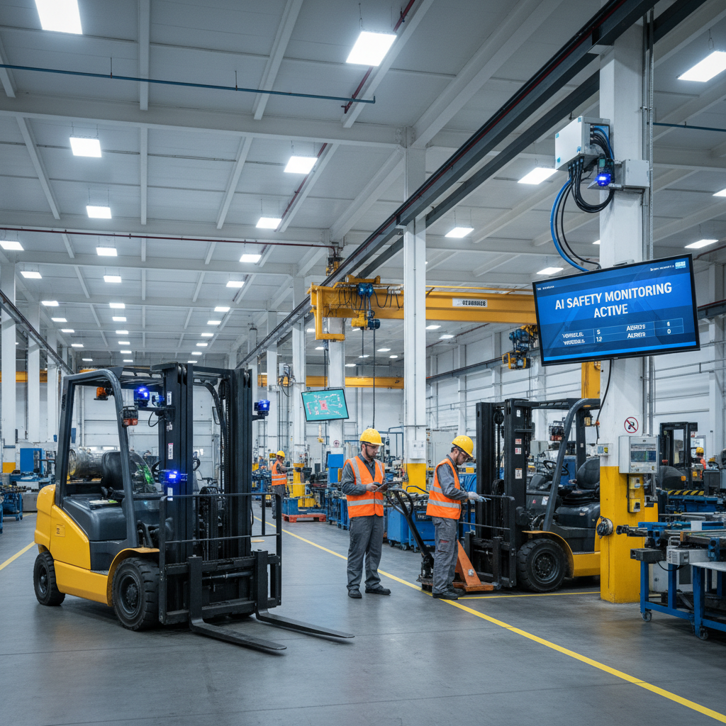 Forklift safety AI detection system — real deployment screenshot protecting workers at manufacturing plant