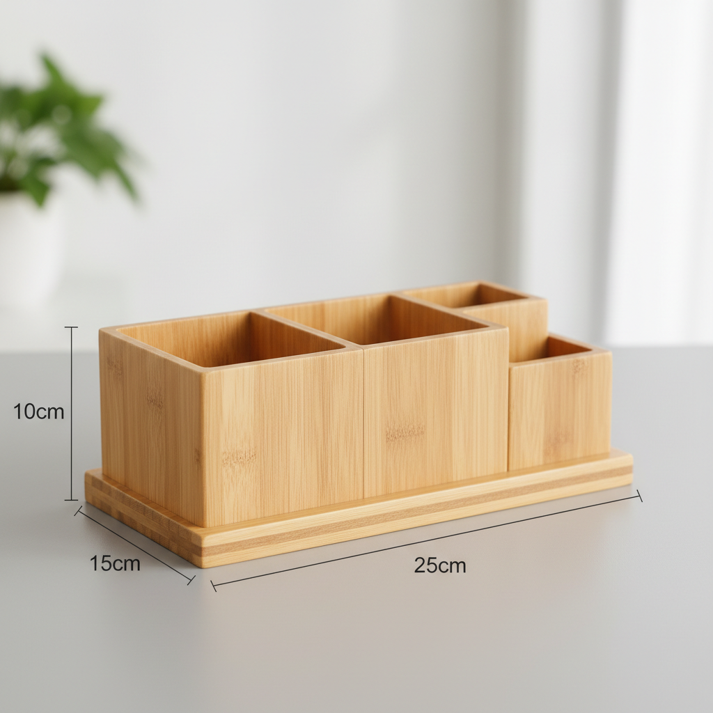 Bamboo Bathroom Organizer product photo on clean neutral background
