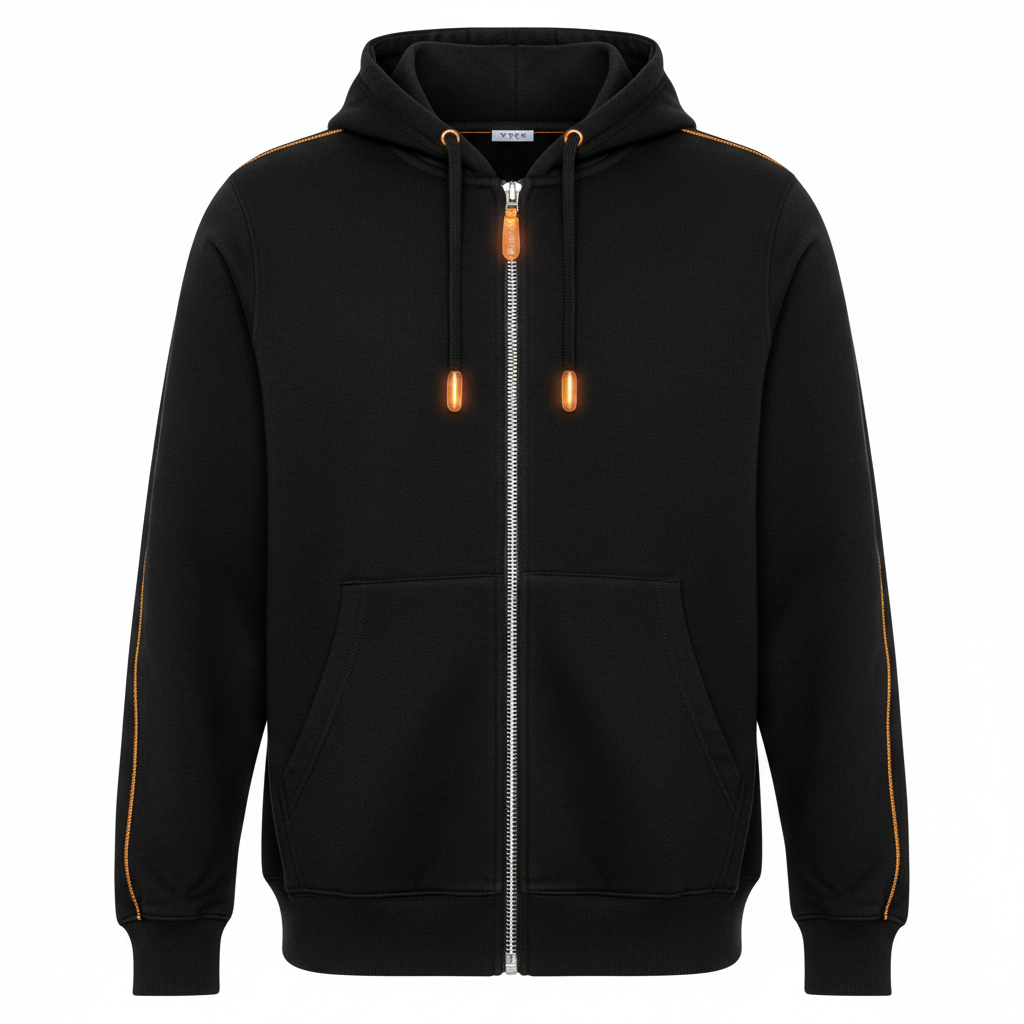 Copper zip hoodie warm metallic-brown tone athletic cut full zip fleece