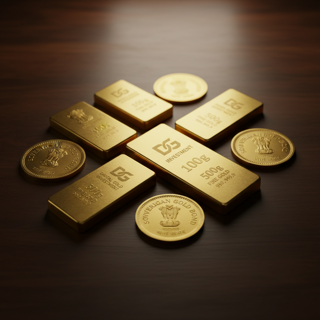 Gold investment options comparison showing sovereign gold bonds ETFs and physical gold