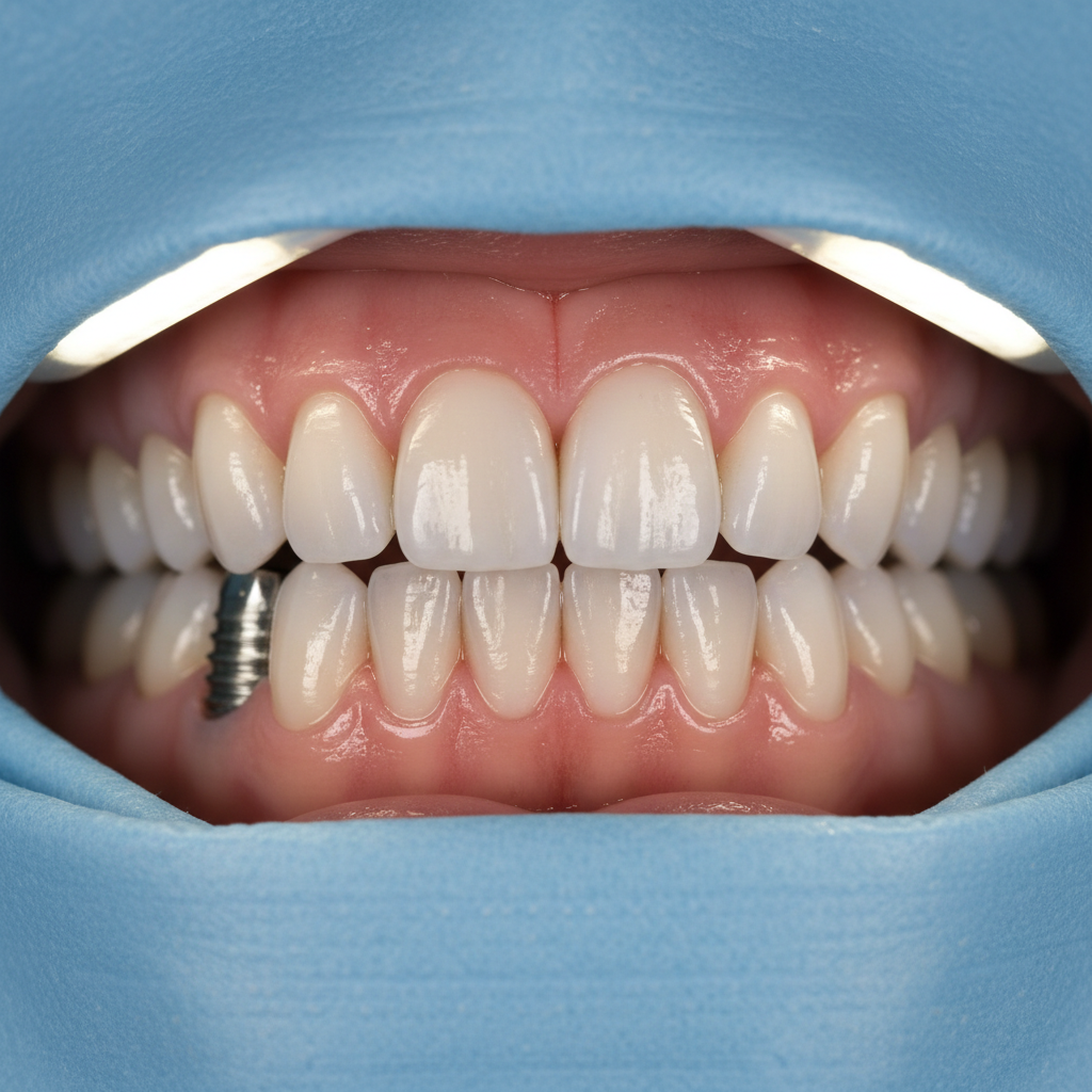 Dental bridge removal showing underlying tooth condition and implant placement planning