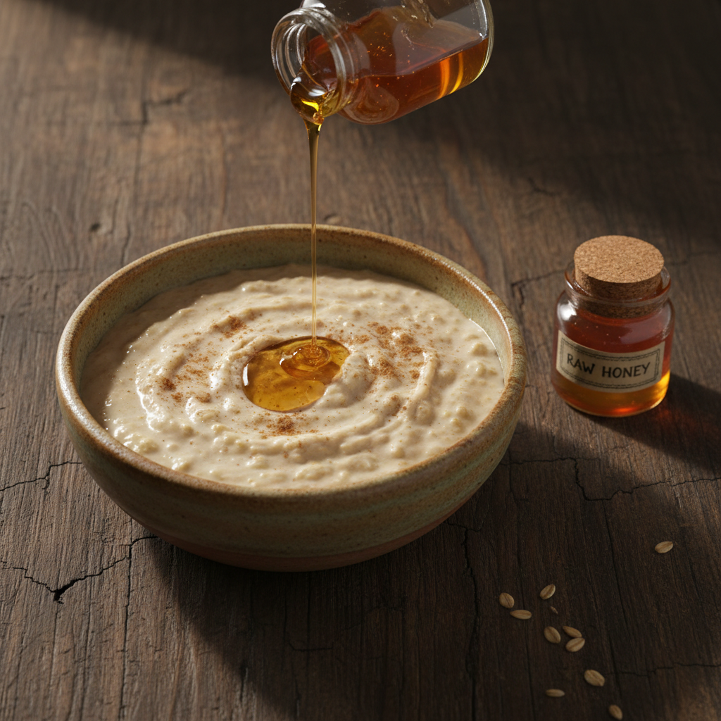 Chipotle honey in ceramic bowl with warm dim lighting