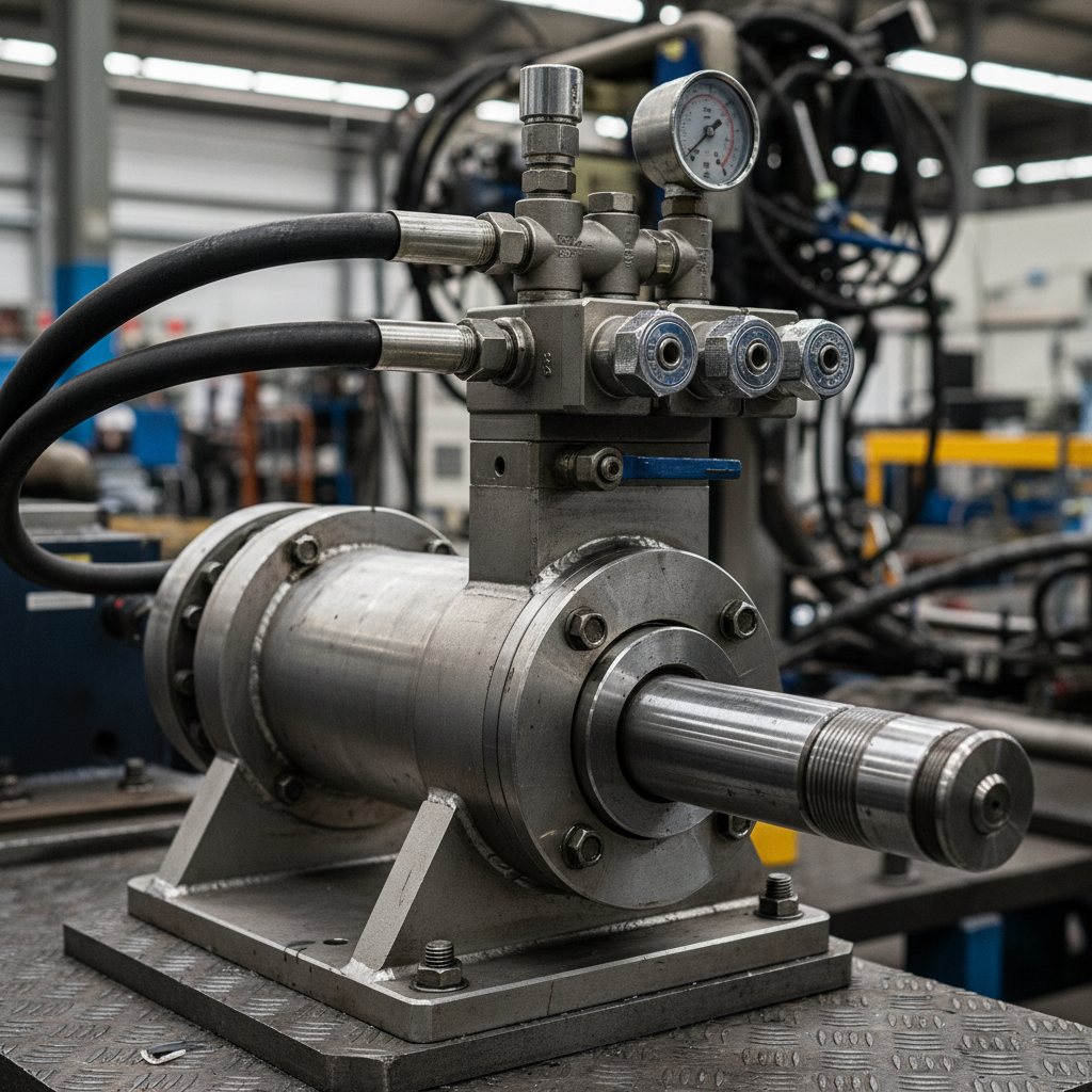 Motion rig actuator detail, hydraulic system, steel construction, industrial finish