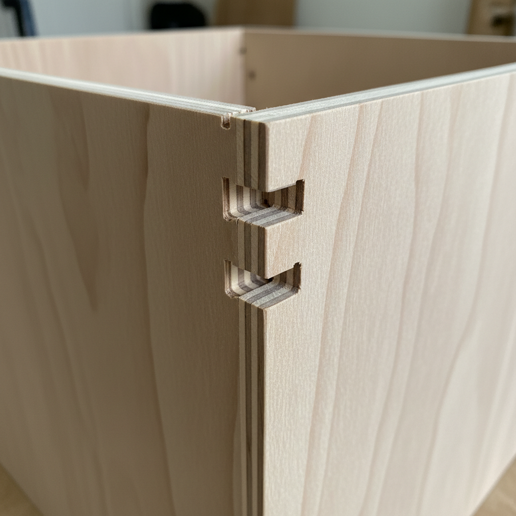 Close-up of high quality kitchen cabinet joinery showing precision craftsmanship