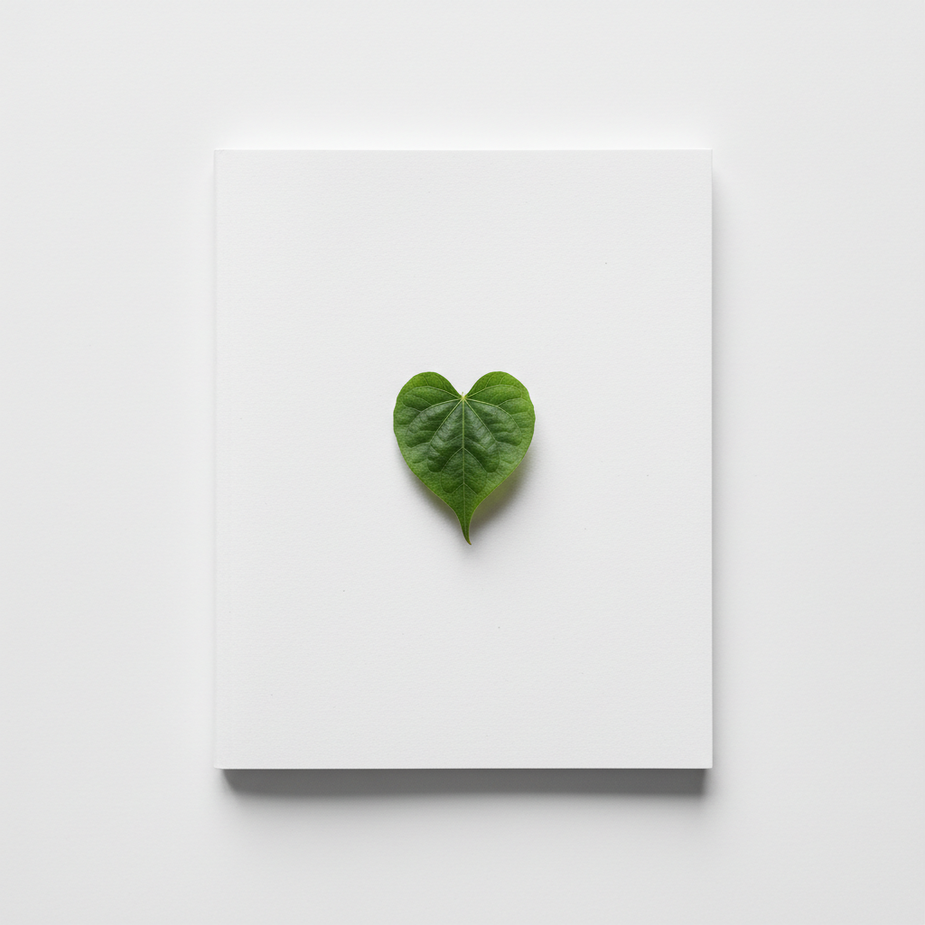 Minimalist white book cover with a single green leaf, The Vegetarian by Han Kang