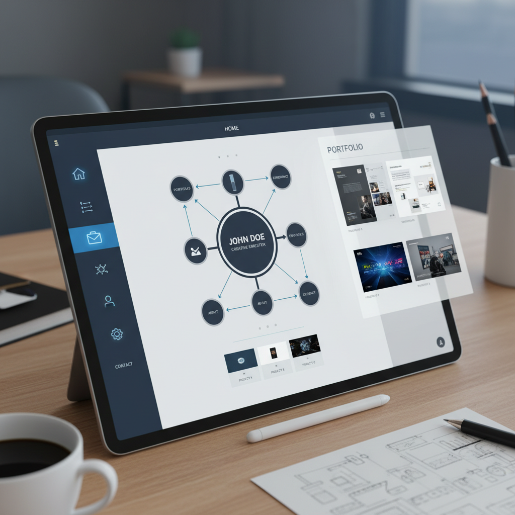 Interactive PDF résumé system for a creative director showing multiple linked pages and navigation