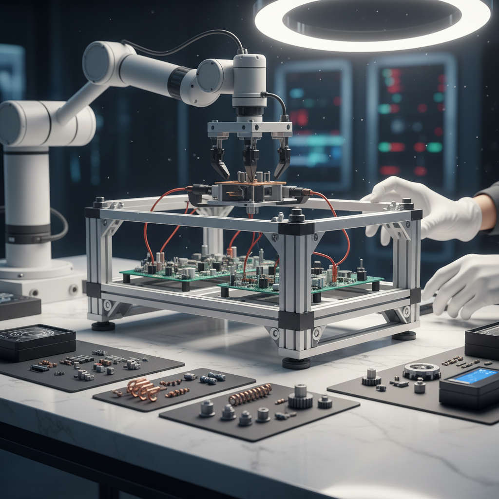 Student assembling robotic arm