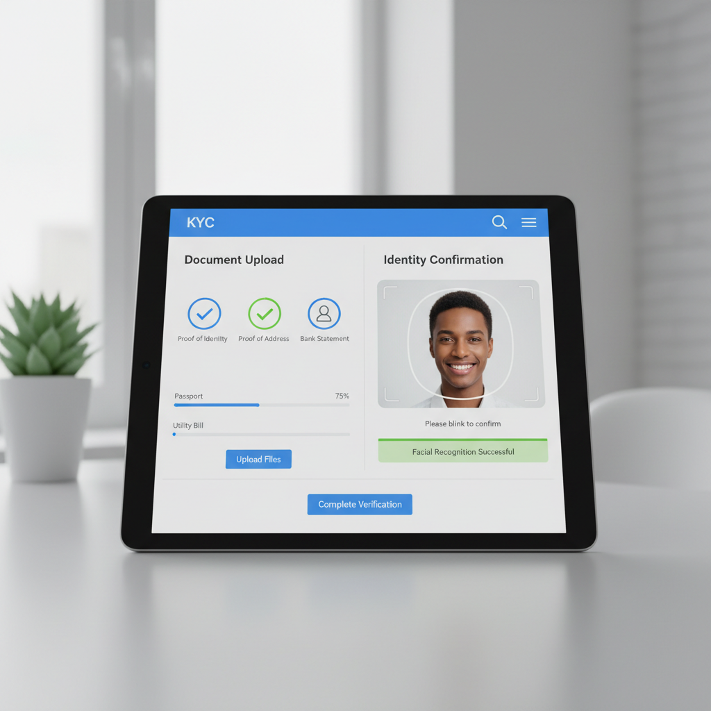 User-friendly mobile interface showing document upload and verification progress on smartphone