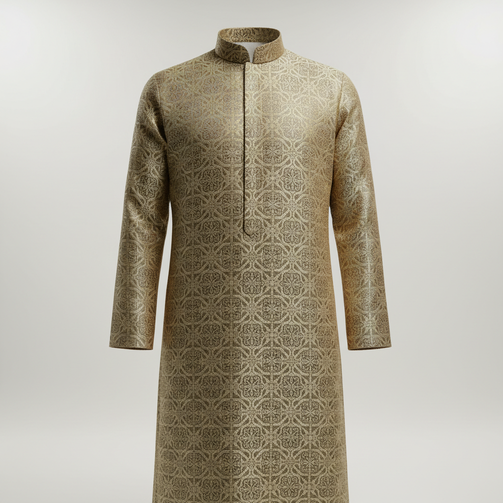 Special occasion thobe garment, light fabric, elegant Arabic fashion photography