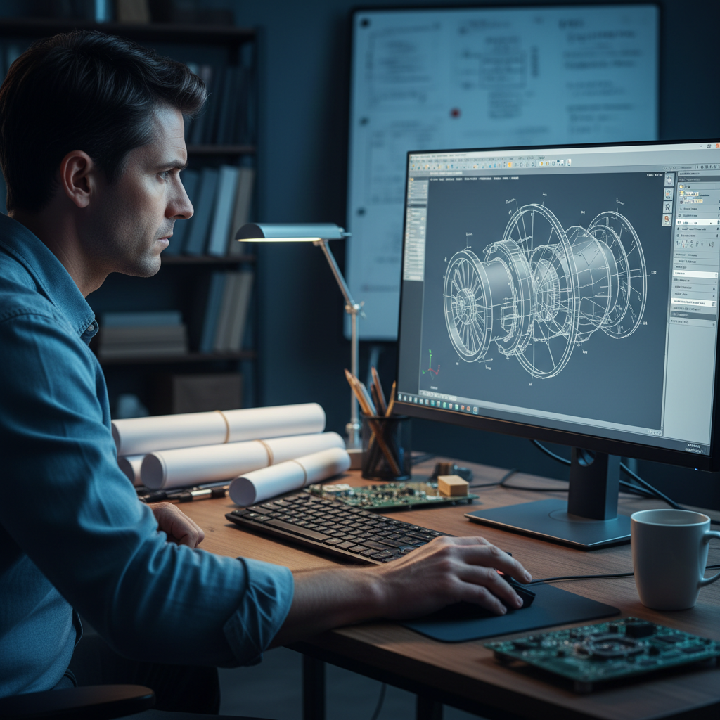 Engineer reviewing CAD model on screen for die casting tooling design
