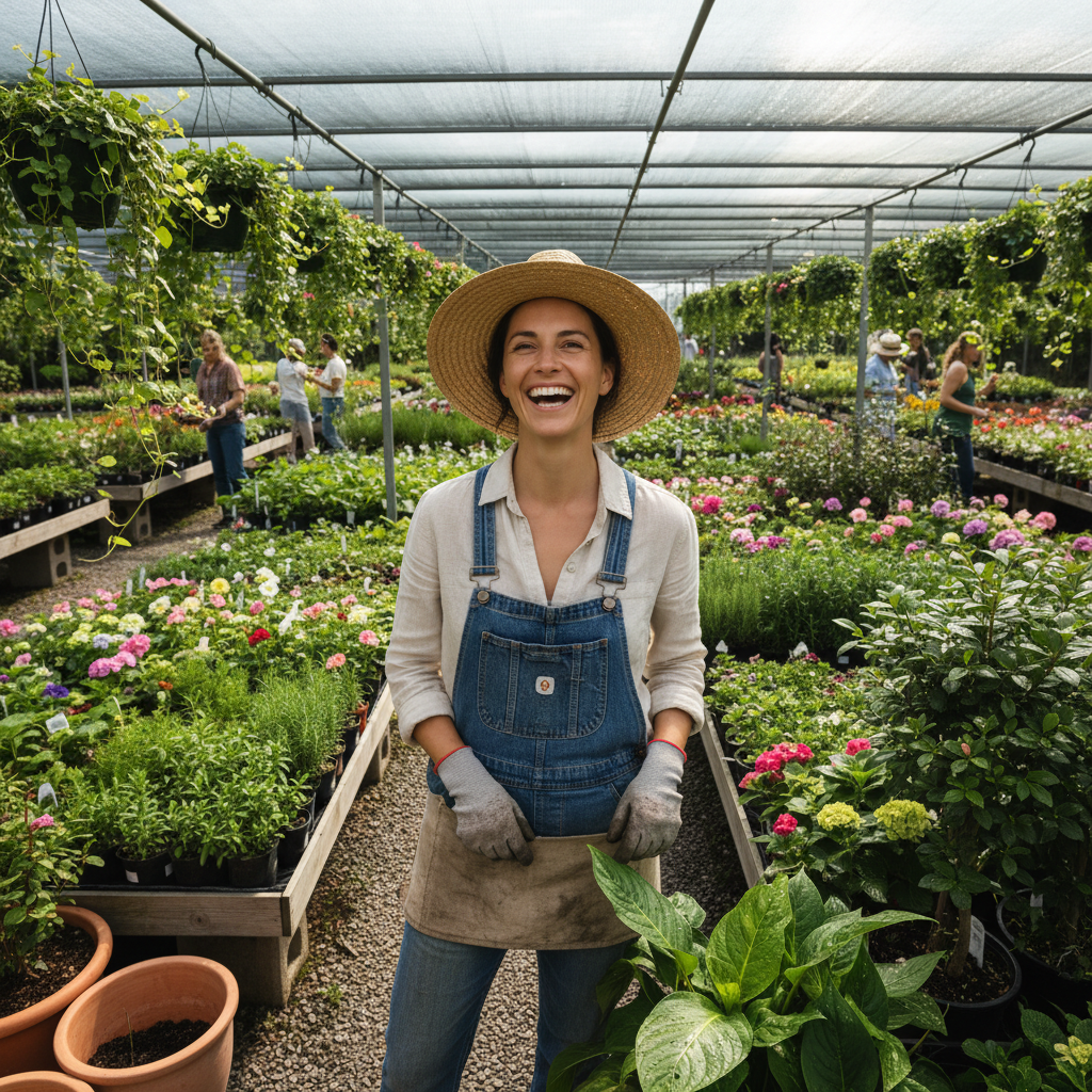 Delia Marsh, head grower at Propagate nursery, smiling outdoors