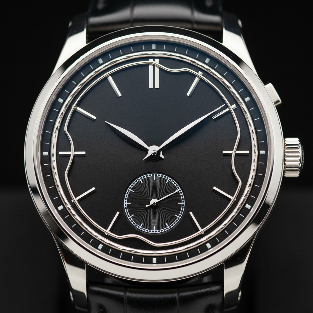 Elegant minute repeater watch with cathedral gongs, deep black dial with platinum markers
