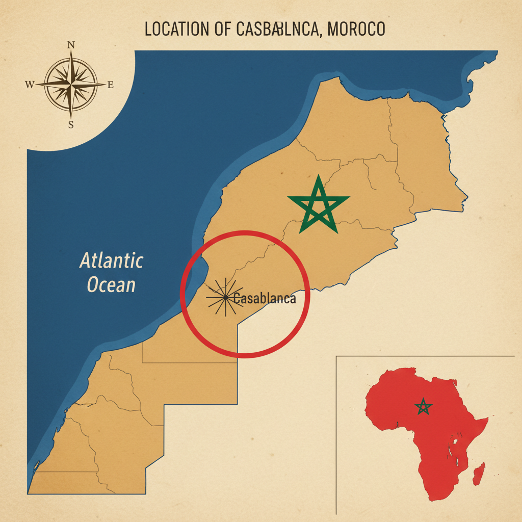 Map showing Casablanca Morocco location
