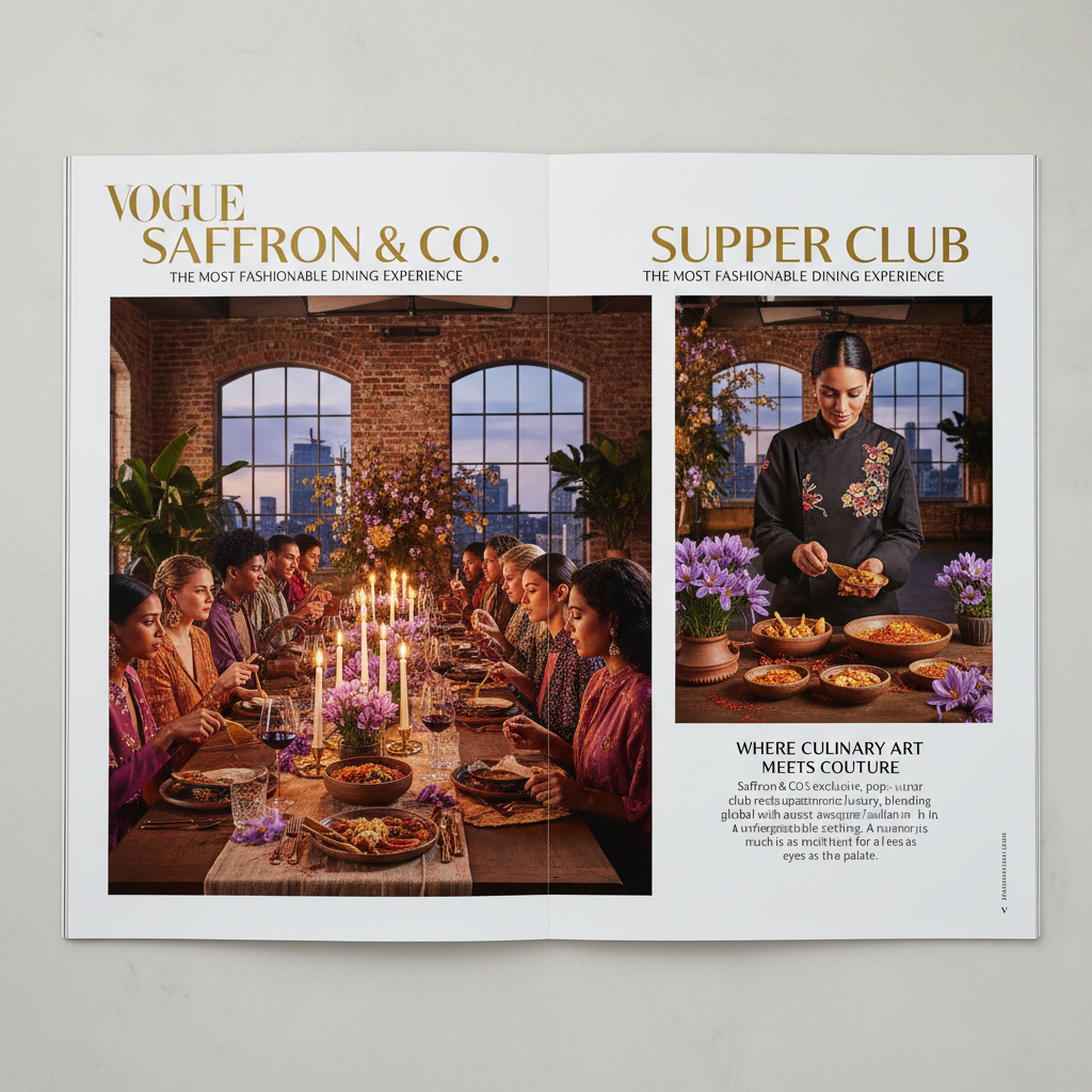 Vogue magazine feature on the Saffron & Co. Supper Club as the most fashionable dining experience