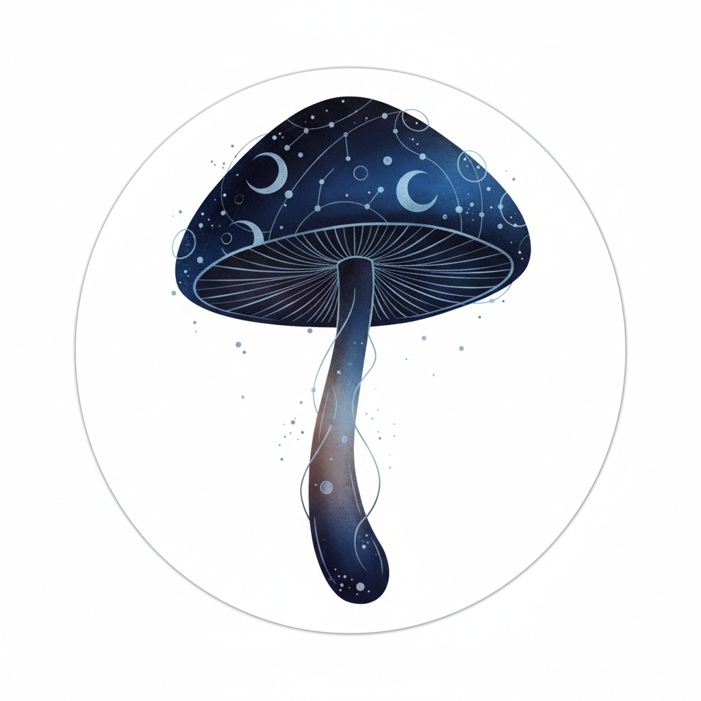 Dark blue midnight mushroom illustration art print magnet