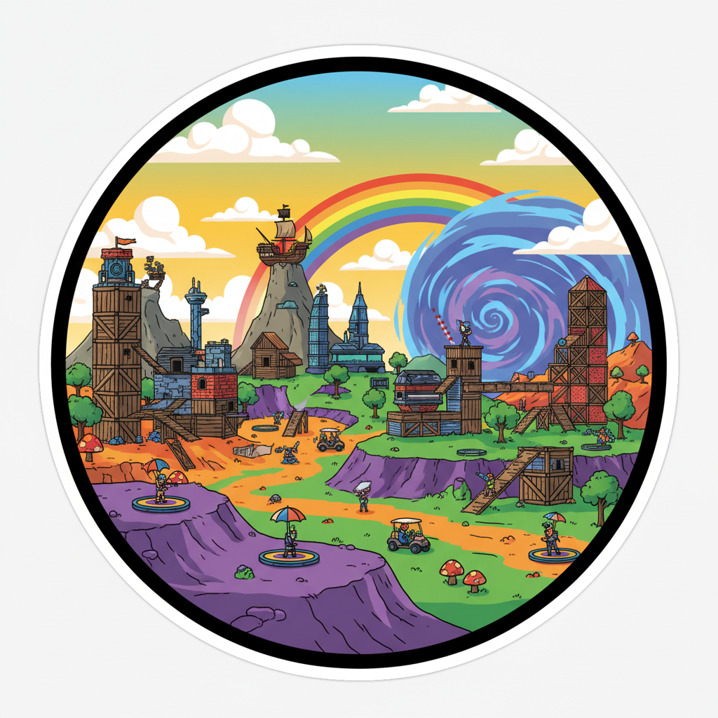 Dynamic game environment with vibrant colors