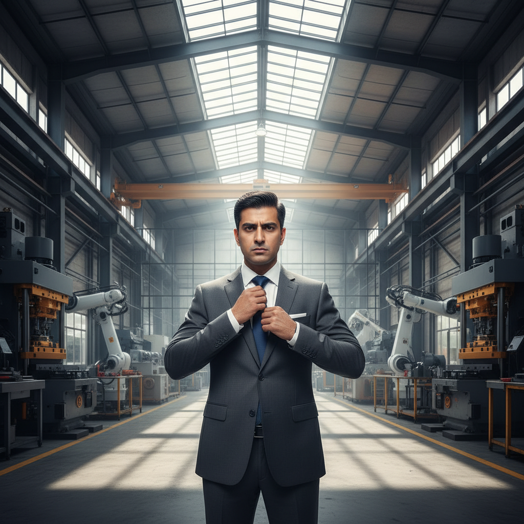 Professional Indian male plant manager in business attire
