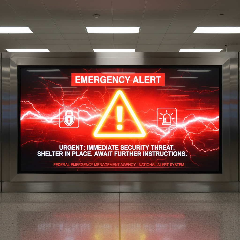 Dark smartphone screen showing security dashboard with alert notifications and red warning indicators