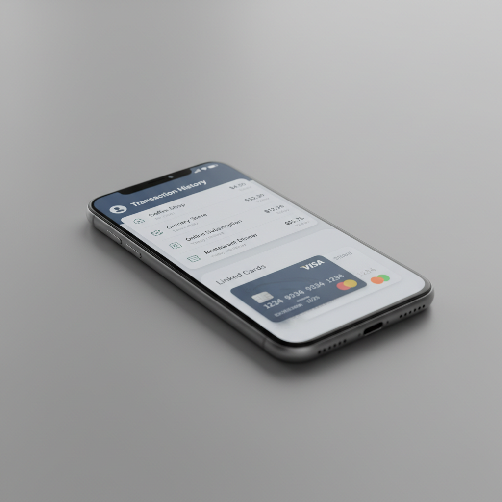 Mobile payment app interface showing transaction dashboard with real-time payment processing metrics