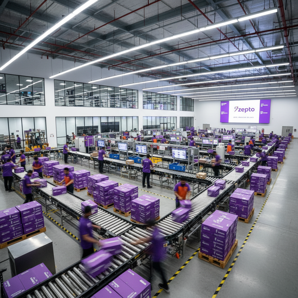 Zepto quick commerce delivery operations center with sorting facility