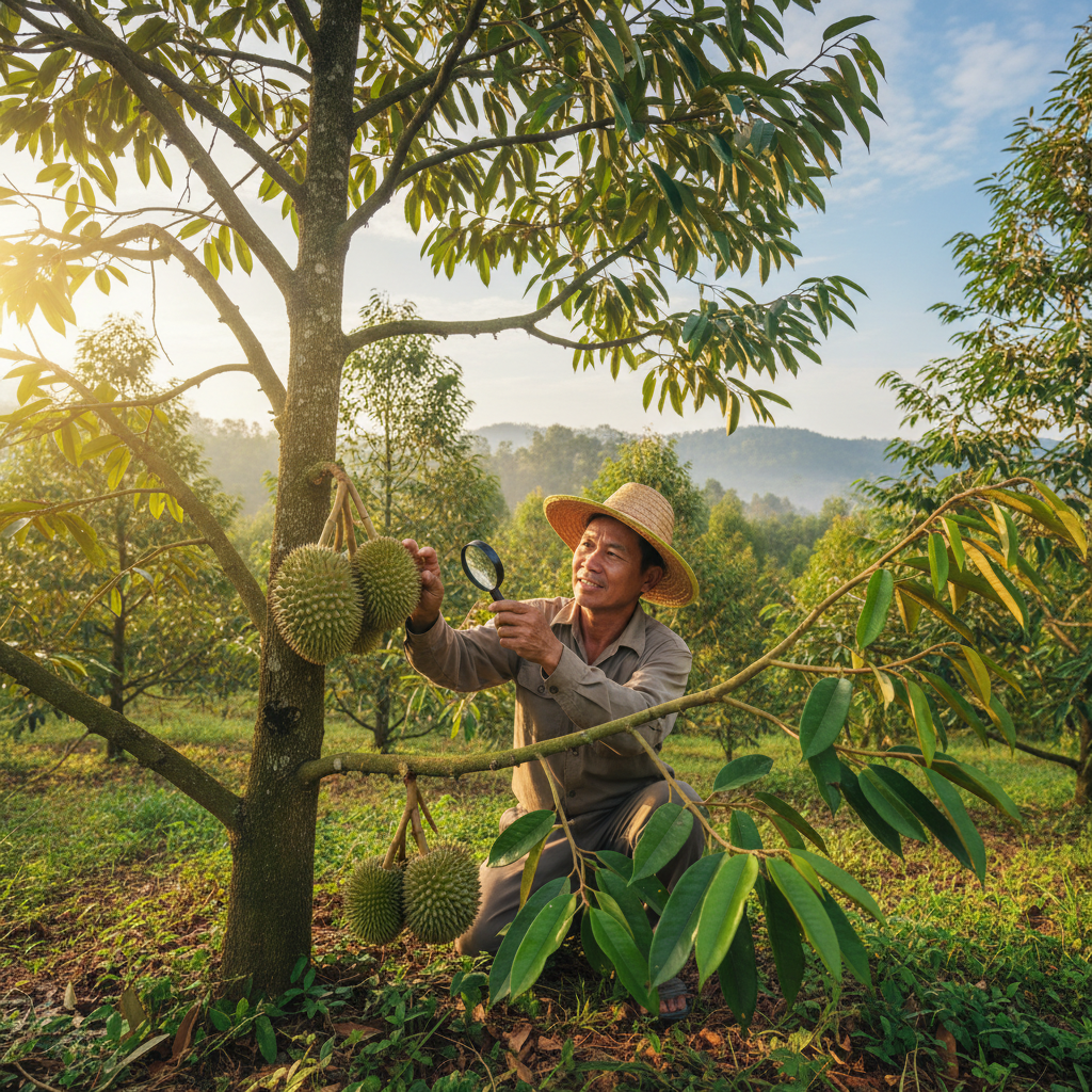 Farmer inspecting feed quality and checking poultry health in farm setting