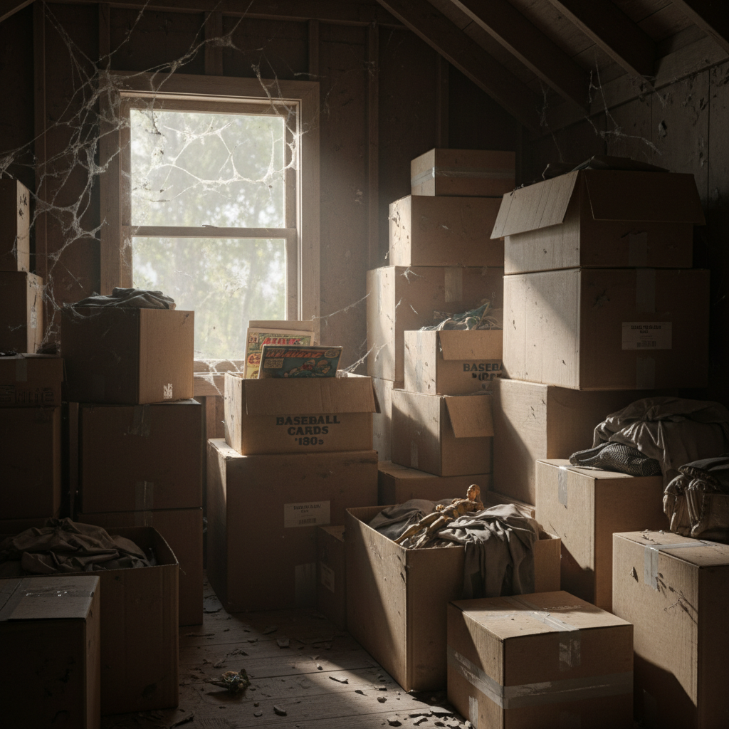 Collectibles hidden in storage boxes, forgotten and inaccessible