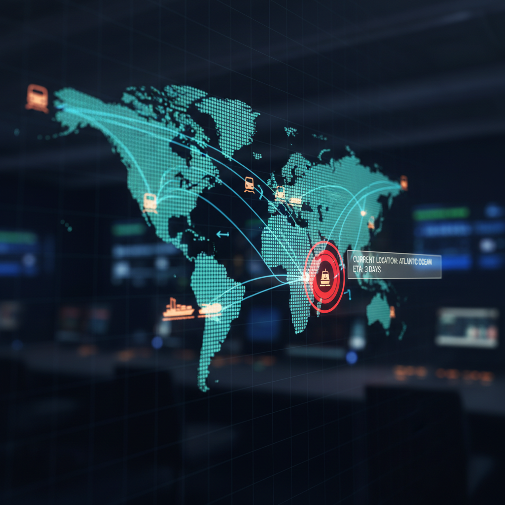 Weltkarte mit Handelsrouten und Incoterms-Symbolen