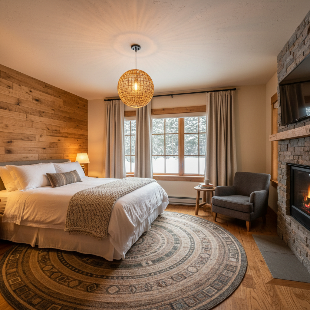 Cozy guest house with warm interior, simple furnishings, and a welcoming home-like environment