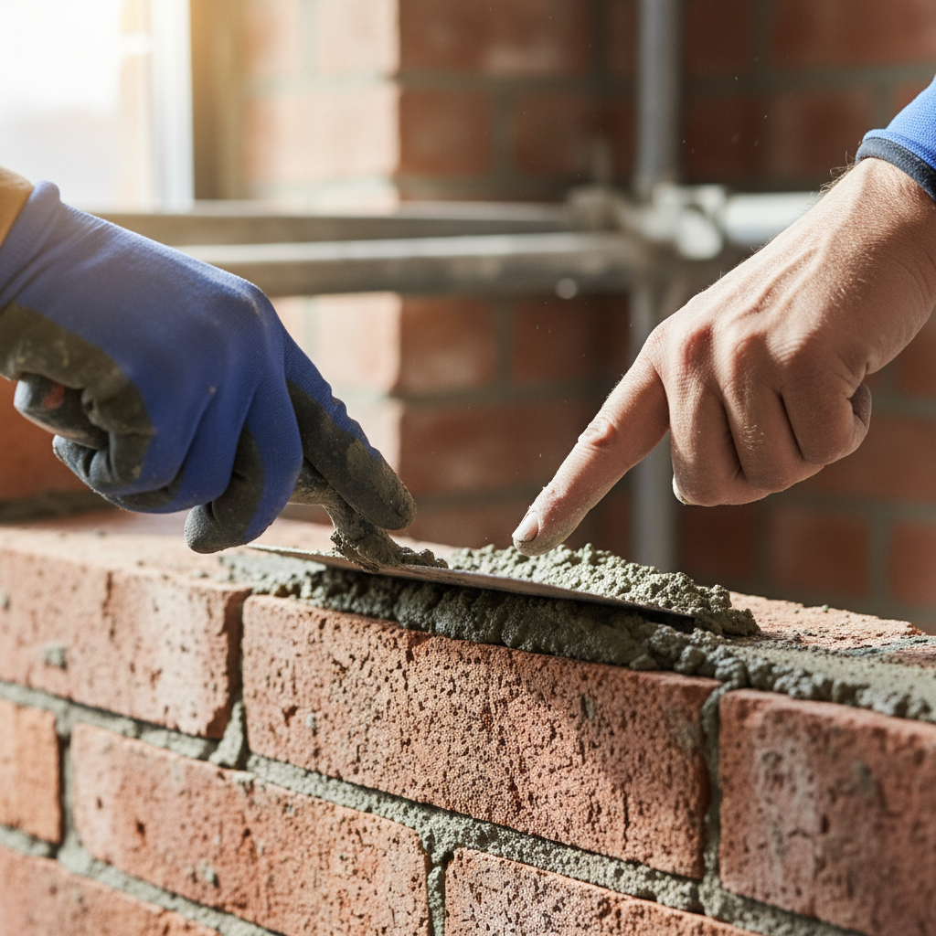 Repointing masonry work, mortar joint replacement, residential brick wall