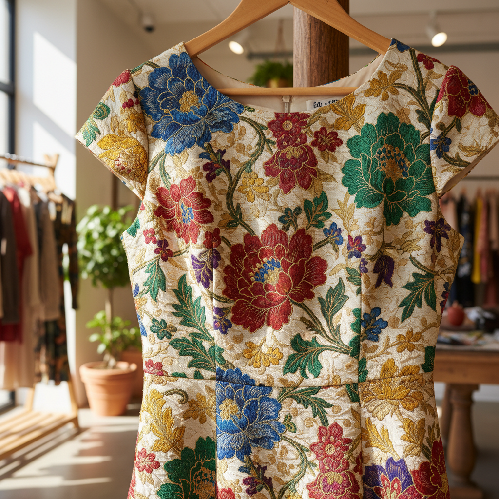 Women's colorful dresses on hangers in bright boutique