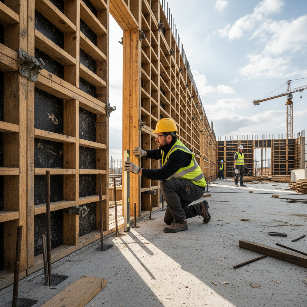 Shuttering alignment check at construction site