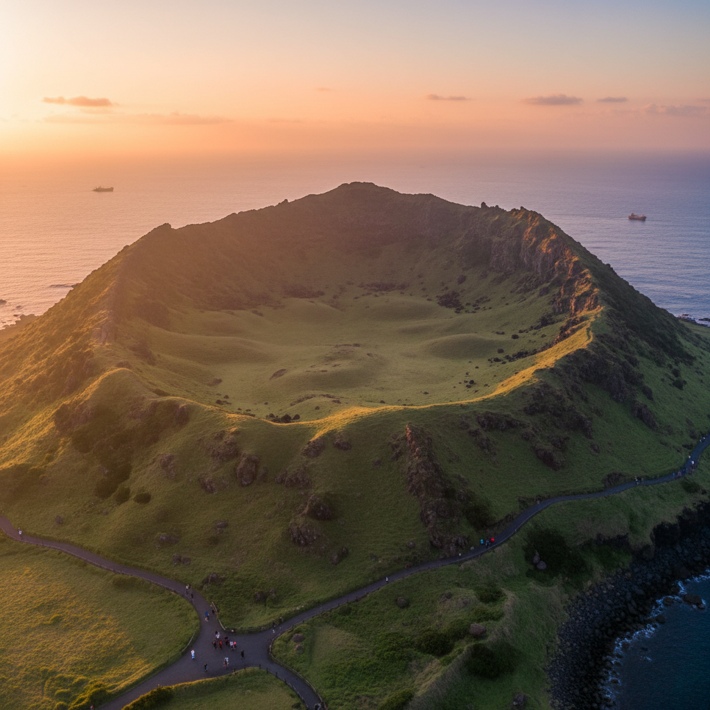 Seongsan Ilchulbong sunrise crater Jeju Island South Korea