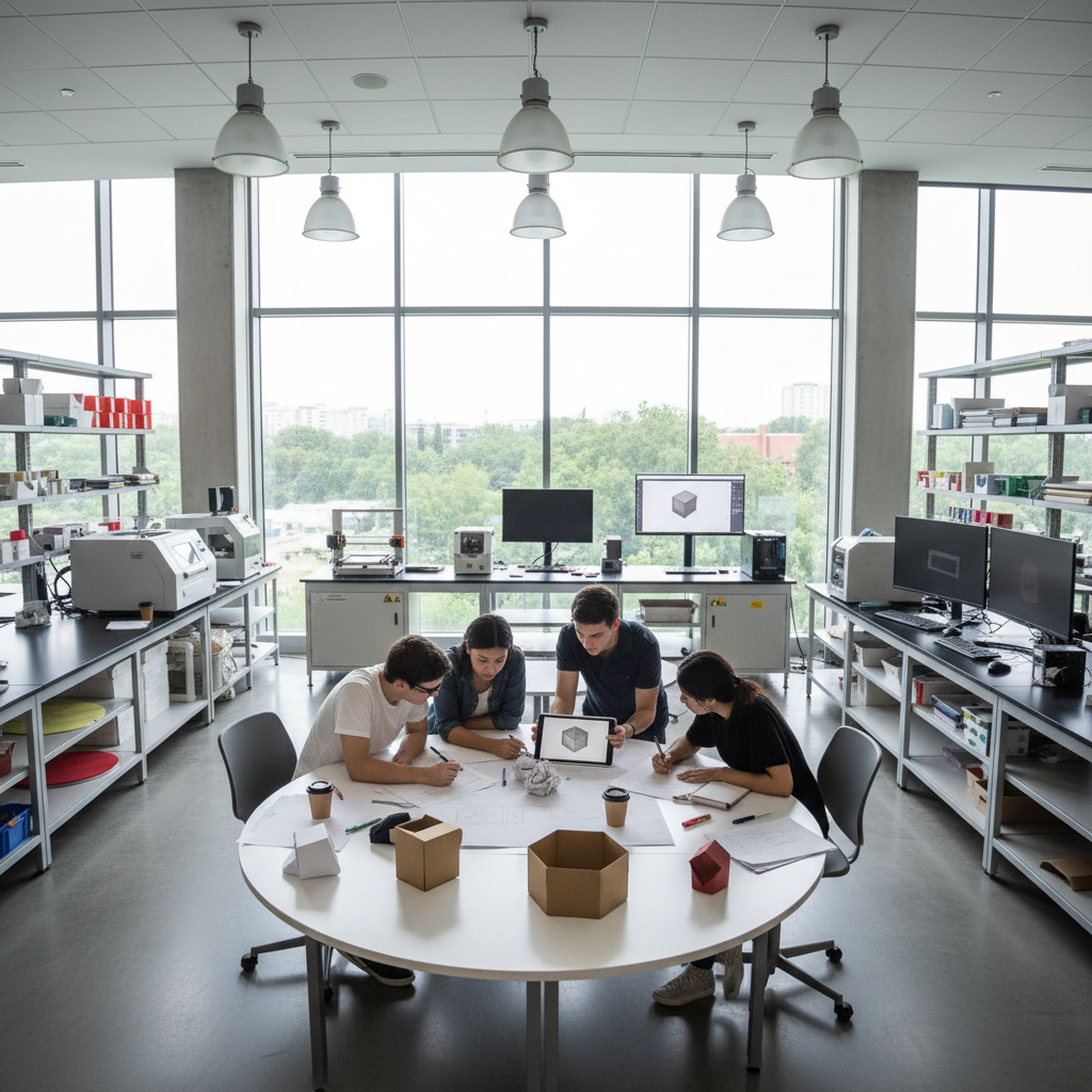 University students studying packaging engineering and design