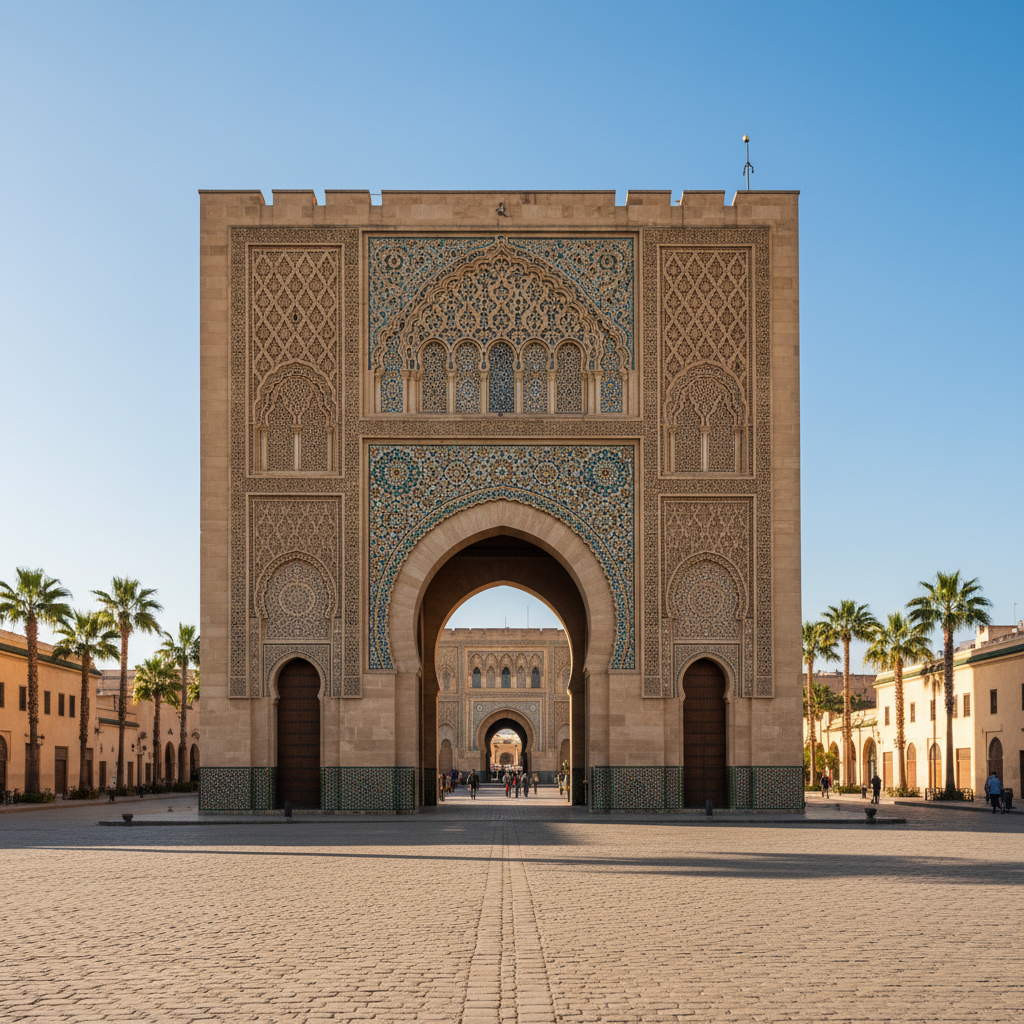Meknes imperial city Bab Mansour monumental gate Morocco ancient medina