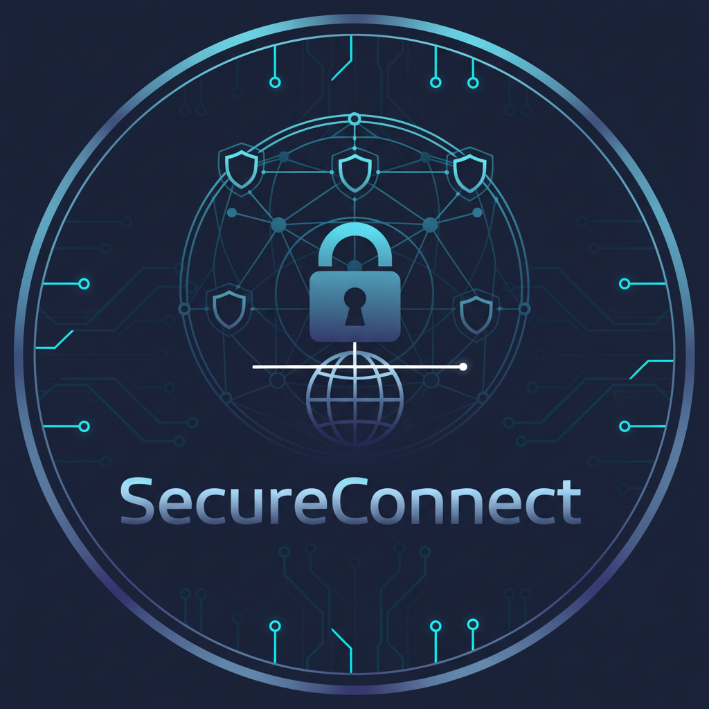 VPN security app icon with dark blue network visualization