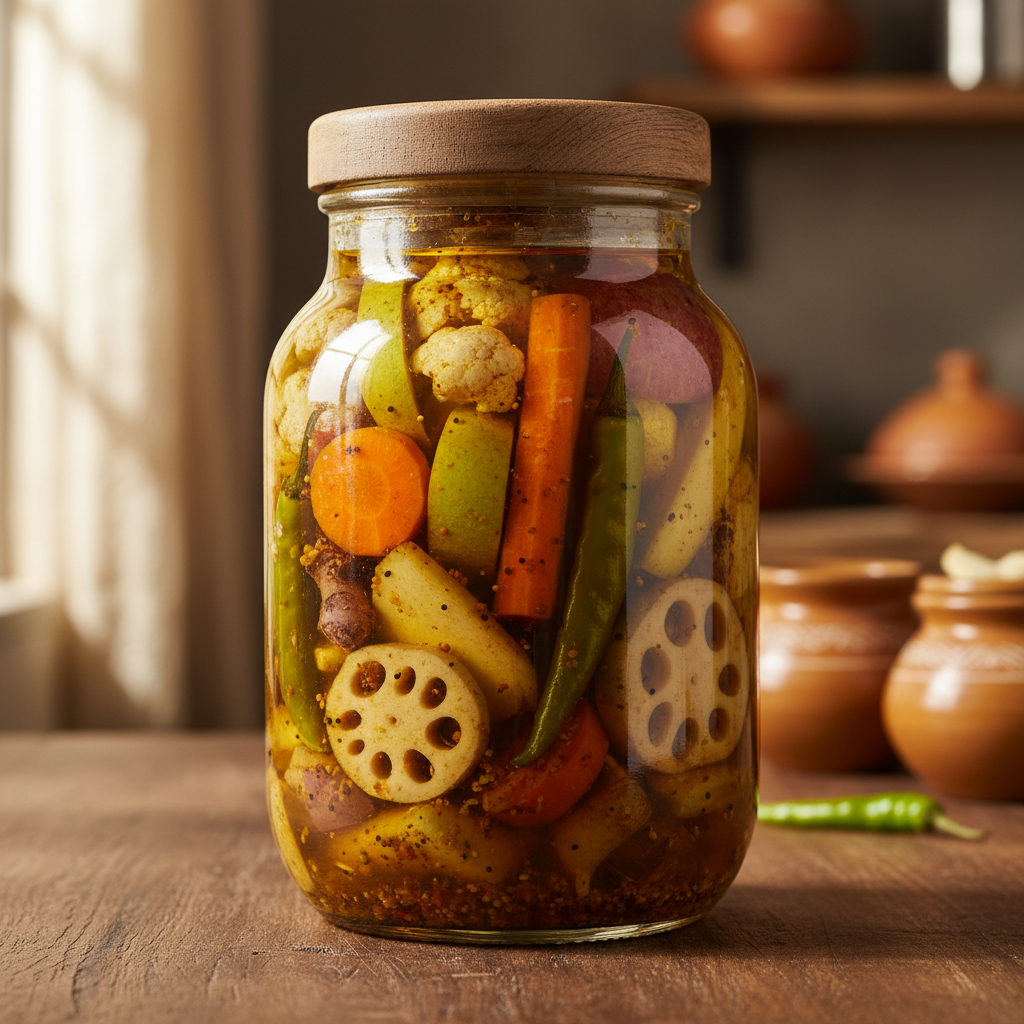Seasonal Vegetable Sabji, vegetarian Indian dish, warm food photography