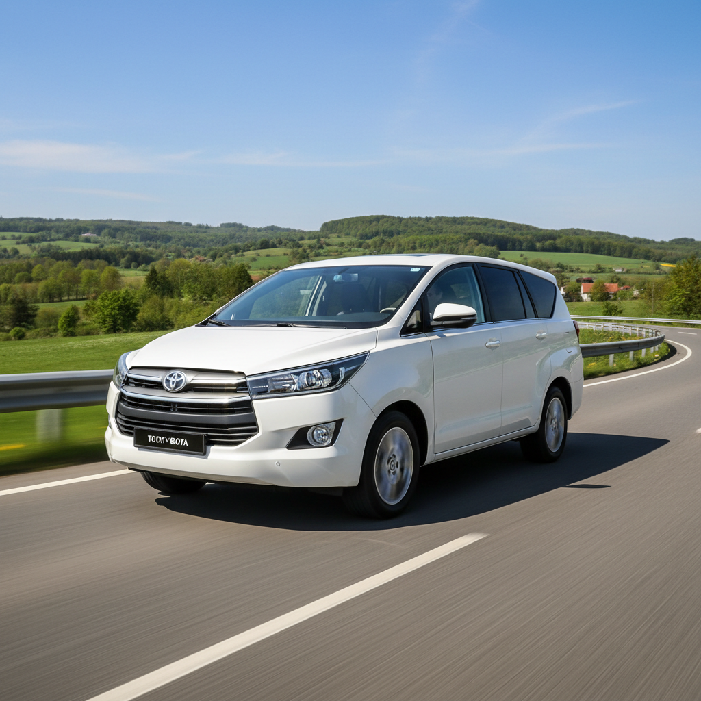 Toyota Innova van on mountain highway