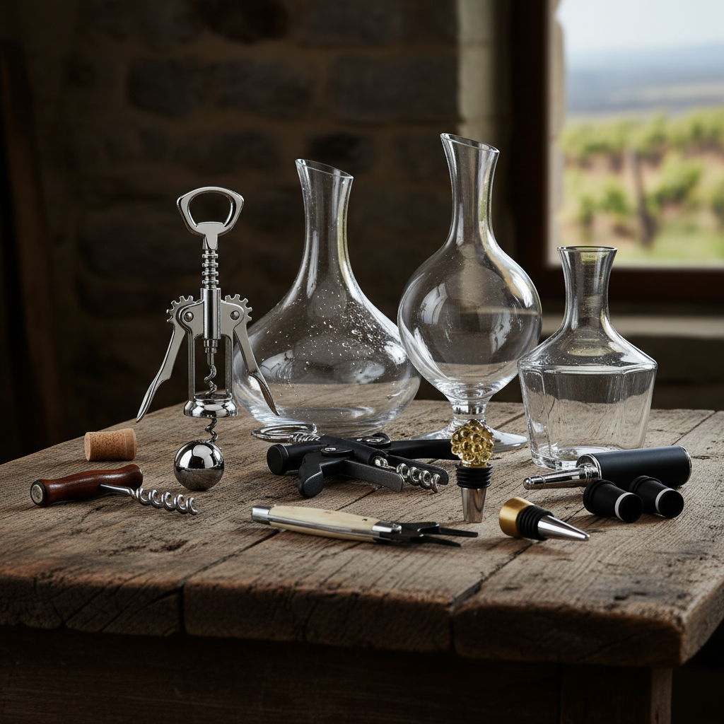Wine tools representing The Corner Cellar wine shop
