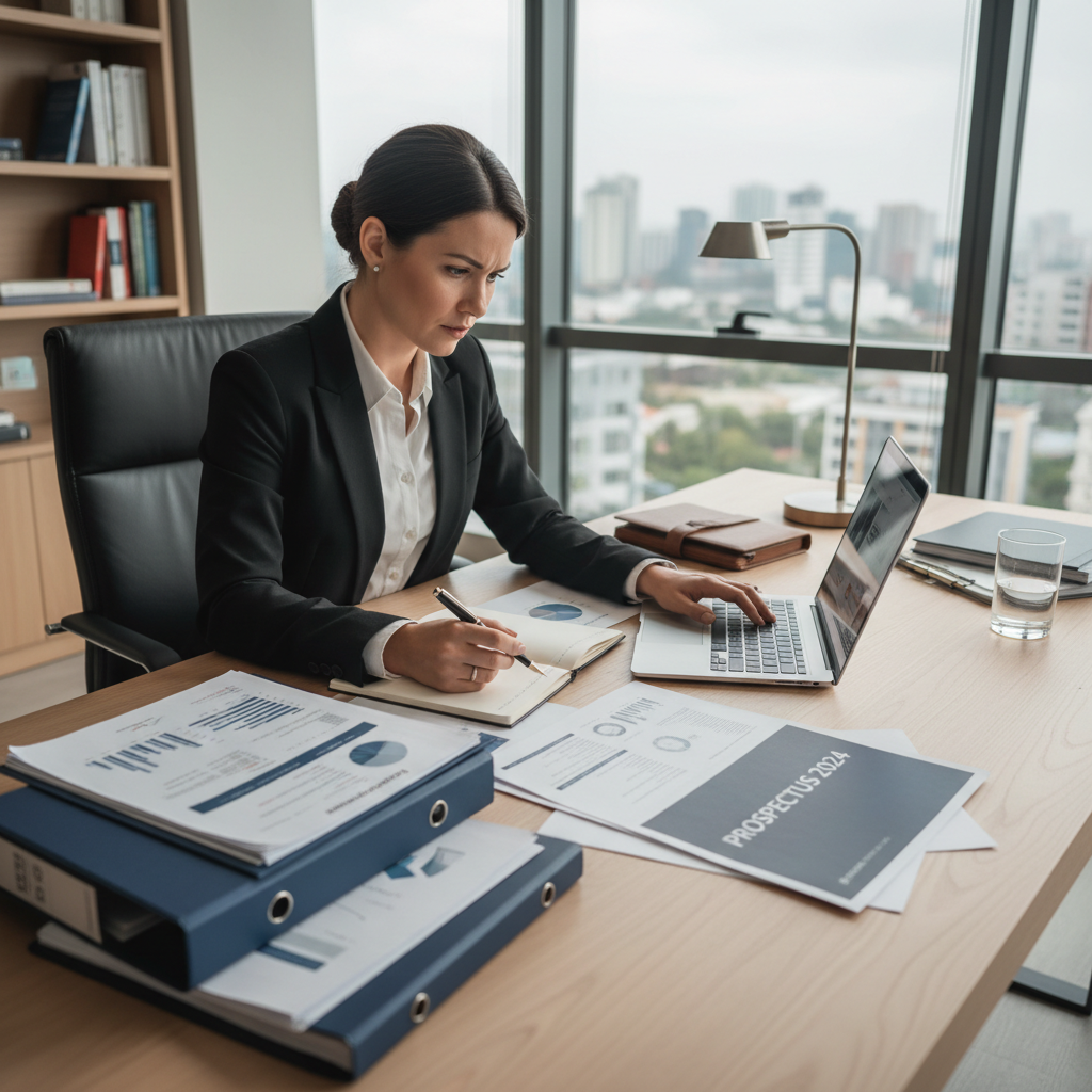 Business owner preparing organized financial documentation and company overview materials for a buyer meeting