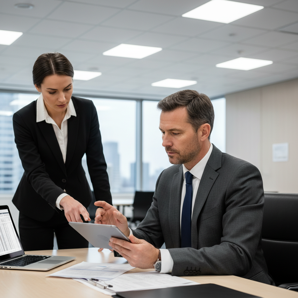 PAC director Jennifer Martinez reviewing fundraising campaign results and donor engagement metrics on laptop
