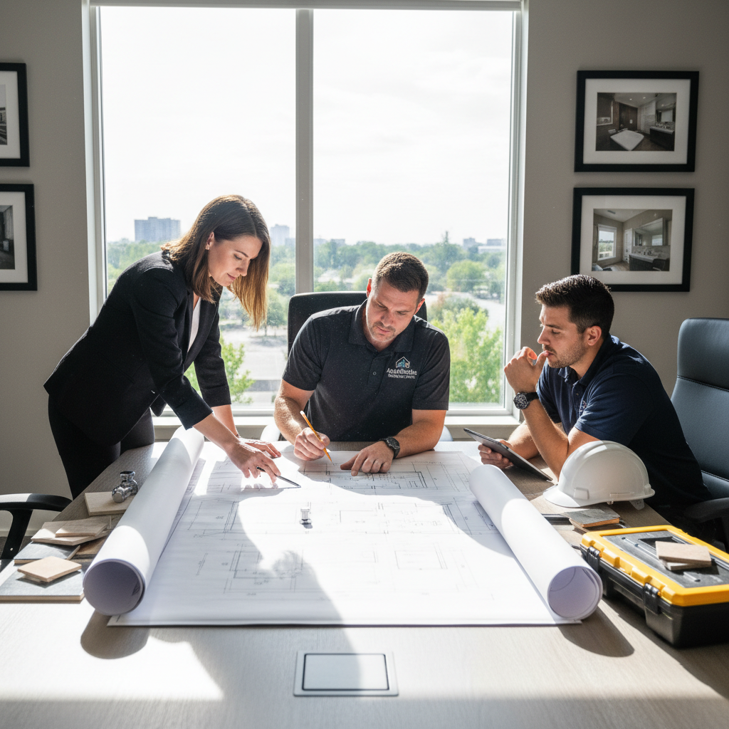 Bromfield Development team member planning a commercial renovation project in Massachusetts