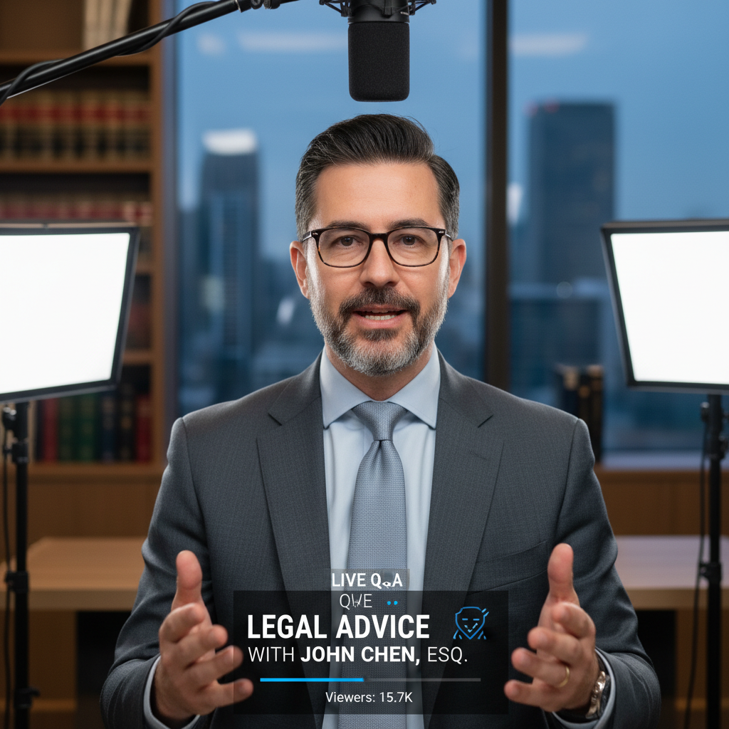 Atty. Sam Ferrer recording a Q&A video session in a well-lit studio environment